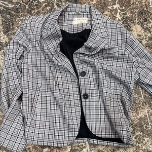 We The Free Black and Gray Plaid Blazer